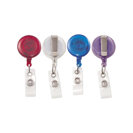 Translucent Retractable ID Card Reel, 30" Extension, Assorted