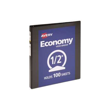 Economy View Binder with Round Rings, 3 Rings, 0.5" Capacity