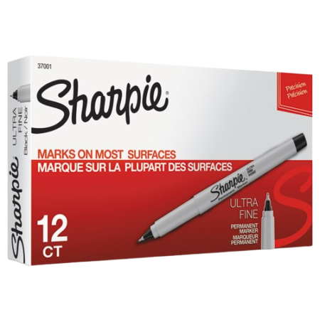 Ultra Fine Tip Permanent Marker, Ultra-Fine Needle Tip, Black, Dozen