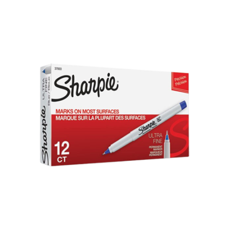 Ultra Fine Tip Permanent Marker, Ultra-Fine Needle Tip, Blue, Dozen