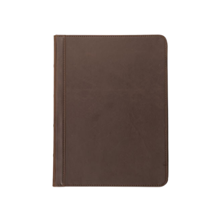 Vintage Hardback Zipper Portfolio, Vinyl, Dark Brown
